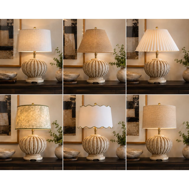Vintage 1980s Organic Modern Ribbed Woven Wicker Melon Table Lamps, a Pair For Sale - Image 14 of 14