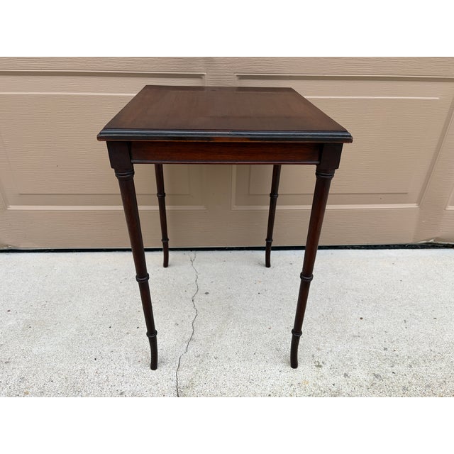 Mid-20th Century Regency-Style Mahogany Faux Bamboo Drinks Table For Sale - Image 12 of 12