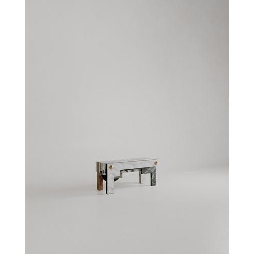 Architectural Layered Marble Stone Strata Bench by Esther Knopfler For Sale - Image 11 of 12