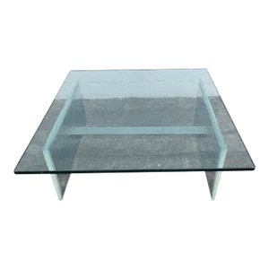 Mid Century Modern Lucite and Chrome Glass Top Coffee Table