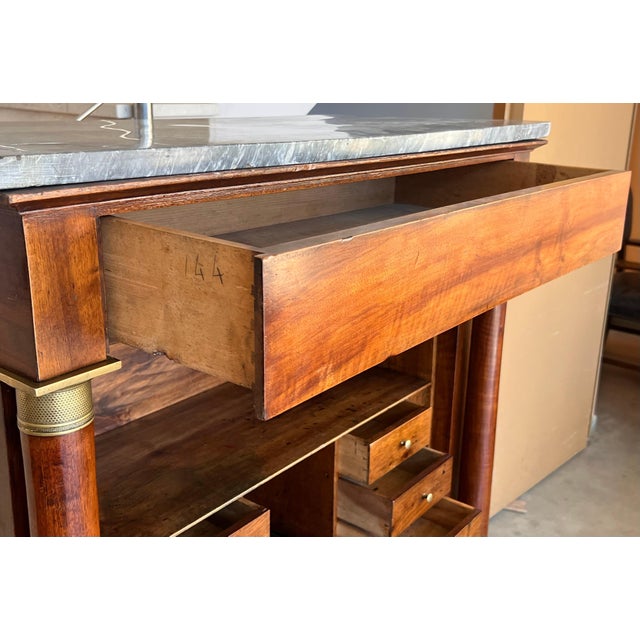 Brown 19th Century Empire Drop-Front Oak Secretary Desk or Abattant, Chest France For Sale - Image 8 of 18