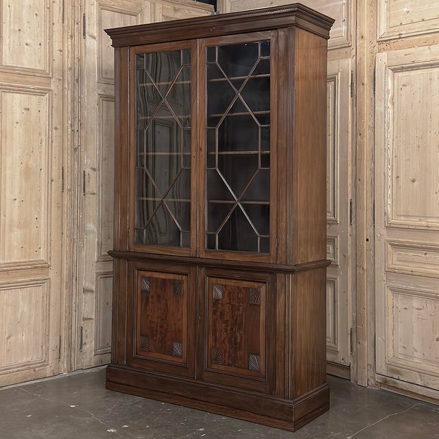19th Century English Solid Mahogany Neoclassical Bookcase For Sale - Image 4 of 18