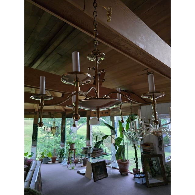 Metal Vintage Mid Century Modern Italian Stylized Chandelier For Sale - Image 7 of 9