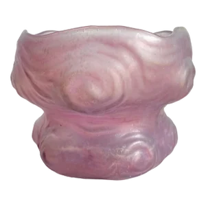Vintage Freeform Hand Blown Art Glass Vase Organic Mermaid Sea Creature Lavender Iridescent