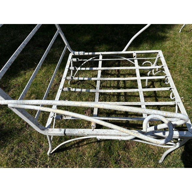 Metal 1960s Mid-Century Patio / Garden 4 Piece Set White Wrought Iron For Sale - Image 7 of 18