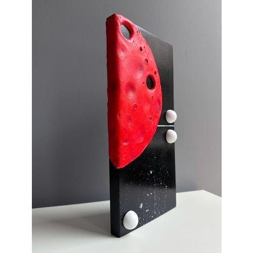 Vera Vizzi, Modular Domino Wall Sculpture Red Lunar Panel, 2026, Mixed-Media Foam Clay on Wood For Sale - Image 3 of 11