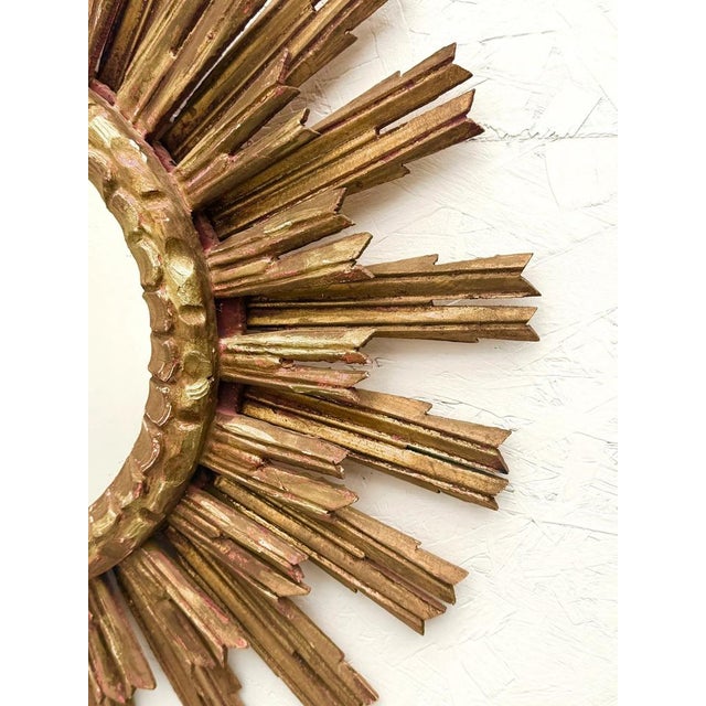 Large Sunburst Mirror in Gilded Wood, 1960, in Very Good conditions. Designed 1960 to 1969