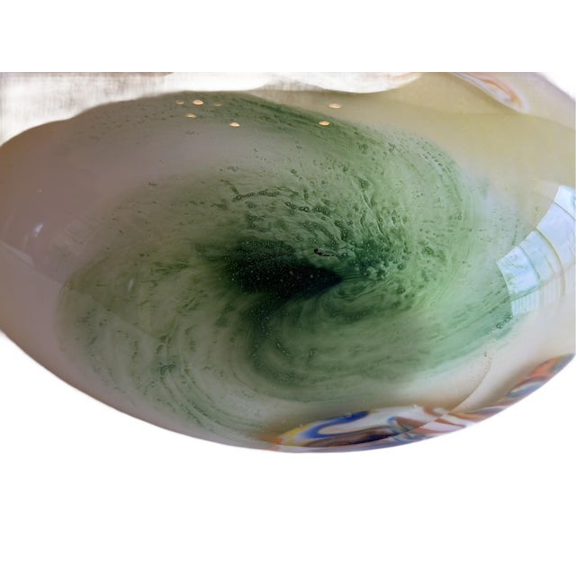Hand-Blown Art Glass Vase With Multicolored Swirl Design For Sale - Image 11 of 16