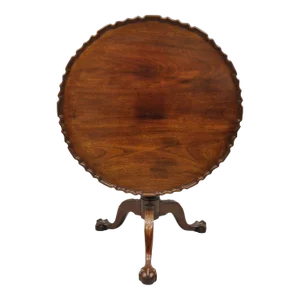 19th Century Antique Georgian Chippendale Pie Crust Mahogany Ball and Claw Tilt Top Table