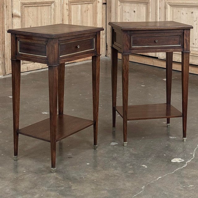 Mid-Century Modern Pair Mid-Century Louis XVI Style Mahogany End Tables For Sale - Image 3 of 18