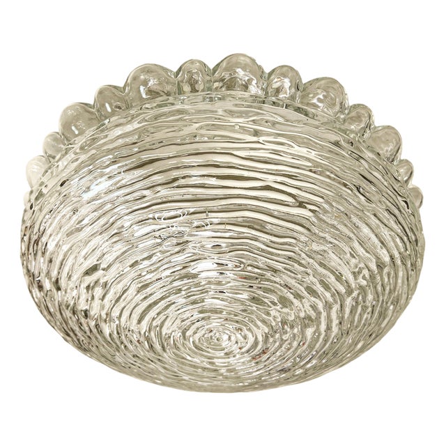 Mid-Century Ice Glass Flush Mount in the style of Helena Tynell, 1960s For Sale