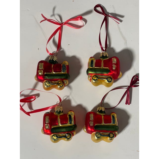 1970s Vintage European Blown Glass Christmas Ornaments Train Set 4 PCS For Sale - Image 5 of 5