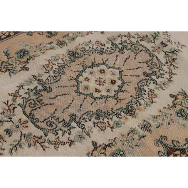 1970s Vintage Floral Design Handmade Sparta Area Rug For Sale In Sacramento - Image 6 of 10