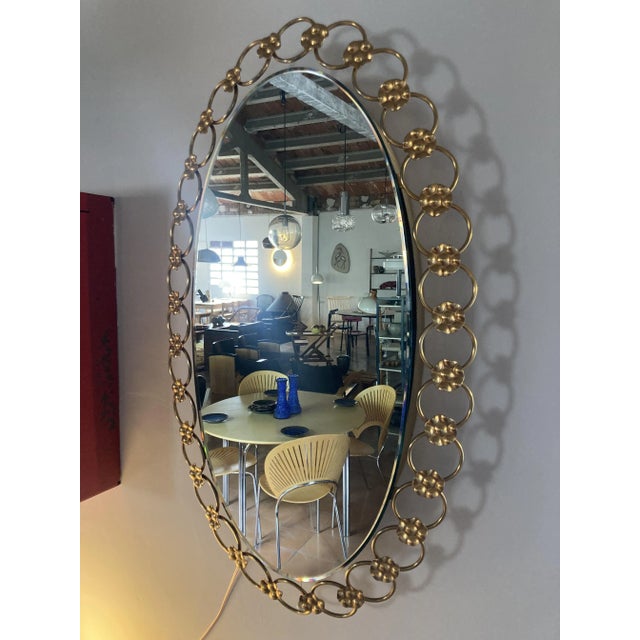 Gold Large Regency Wall Mirror with Backlighting, 1970s For Sale - Image 8 of 10