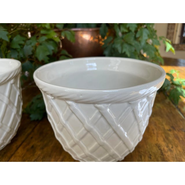 1960s Basket Weave Ceramic Pots - Set of 2 For Sale In Jacksonville, FL - Image 6 of 8