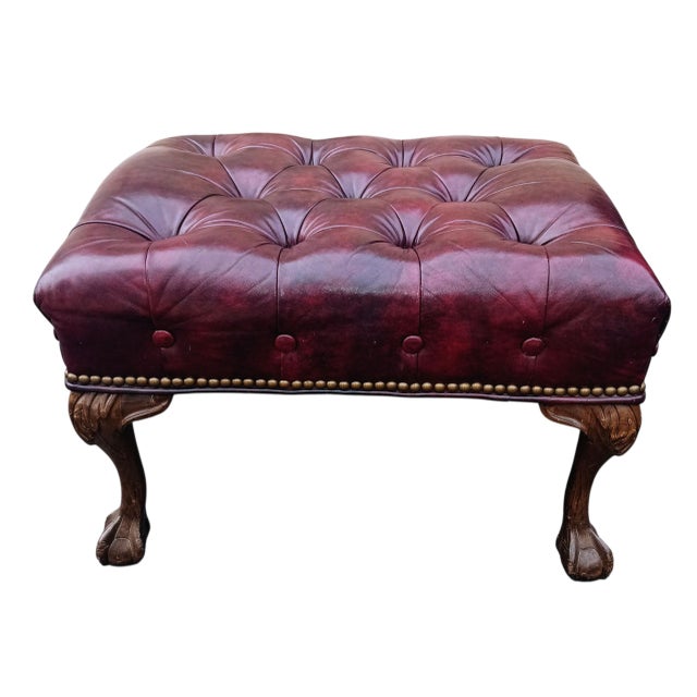Chesterfield Leather Wingback Chair With a Matching Ottoman by Ethan Allen Crafted for those who appreciate the finer...