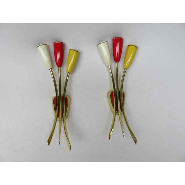 Italian Three-Light Wall Lamps, 1950s, Set of 2 For Sale - Image 16 of 16