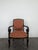 Restoration Style Mahogany Armchair with Curved Armrests and Orange Fabric For Sale - Image 4 of 11