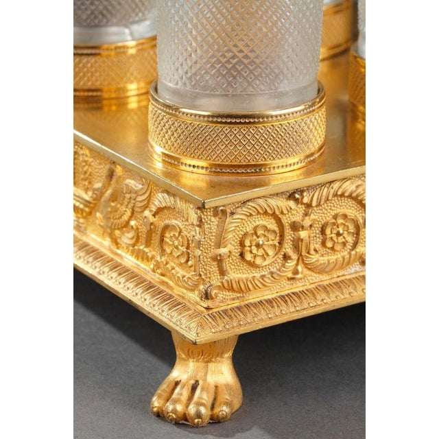 Charles X Cut-Crystal and Gilt Bronze Perfume Cellaret, 1820, Set of 7 For Sale - Image 10 of 18