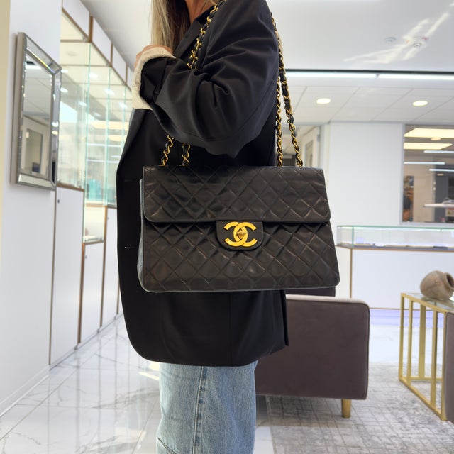 Brand: Chanel Measurements(W x H x D): 13.50" x 8.75" x 4.00" Total Weight:&nbsp;1,110.00 grams Chanel Vintage 1990s Black...