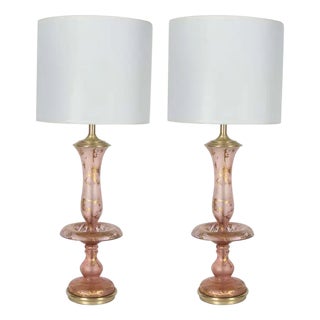 Amethyst Murano Glass Table Lamps by Barovier & Toso, 1960s, Set of 2 For Sale