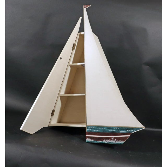 White Warren Kimble Sailing Ship Hanging Cabinet For Sale - Image 8 of 10