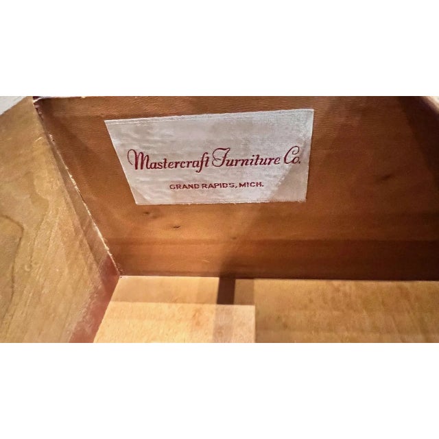 1970s Mastercraft Burlwood 9-Drawer Dresser W/ Brass Ring Pulls For Sale - Image 12 of 12