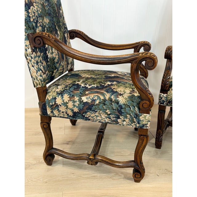 19th Century Newly Upholstered French Arm Chairs For Sale - Image 5 of 12