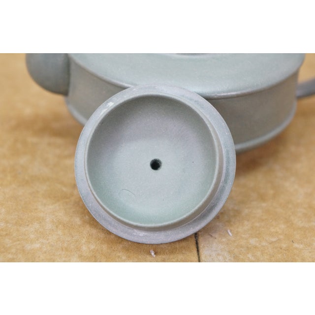 Vintage Chinese Yixing Zisha Green Clay Dragon Koi Fish Kung Fu Teapot 5.5" For Sale - Image 12 of 15