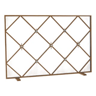 Tobacco Celeste Fireplace Screen Iron For Sale