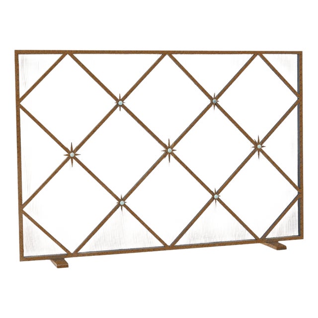 Tobacco Celeste Fireplace Screen Iron For Sale