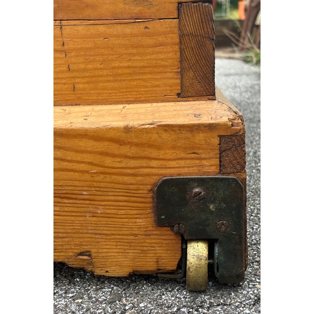 Brown English Pine Trunk or Blanket Chest For Sale - Image 8 of 18