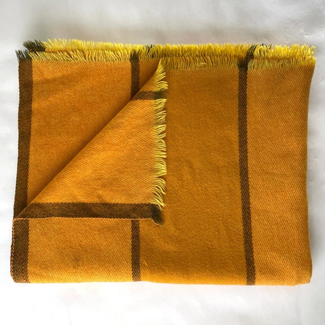 Vintage Danish Modern MCM Striped Pure Wool Blanket For Sale - Image 12 of 12