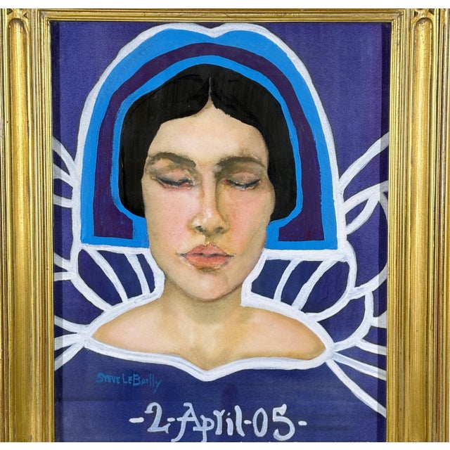 2005 Signed Steve LeBailly Original Mixed-Media Portrait – "Ethereal Figure" A striking and contemporary 2005 original...