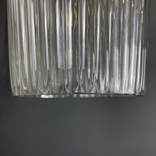 Mid-Century Modern Italian Golden Plastic and Fluted Glass Ceiling Lamp, 1950s For Sale - Image 12 of 14