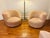 Textile Pair of Vladimir Kagan Swivel Chairs With Crescent Ottoman in Blush Microsuede For Sale - Image 7 of 8