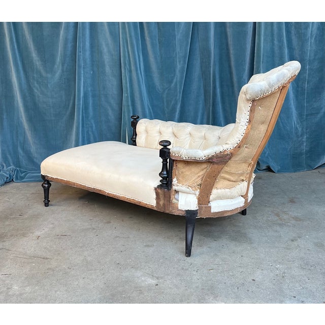 French 19th Century Chaise With Wooden Arm Details For Sale - Image 14 of 18