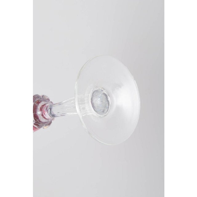 Bohemian Pink Crystal Wine Glasses with Cut Decoration, 1940s, Set of 4 For Sale - Image 4 of 5