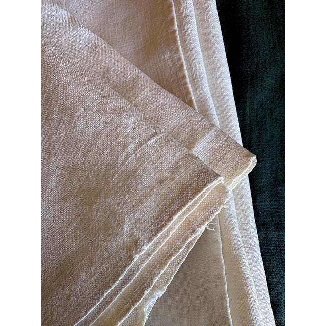 Textile Antique French XL Linen Towel 31.5 X 73.2 Inches Hand Finished Edges Vintage French Trousseau Textile For Sale - Image 7 of 14