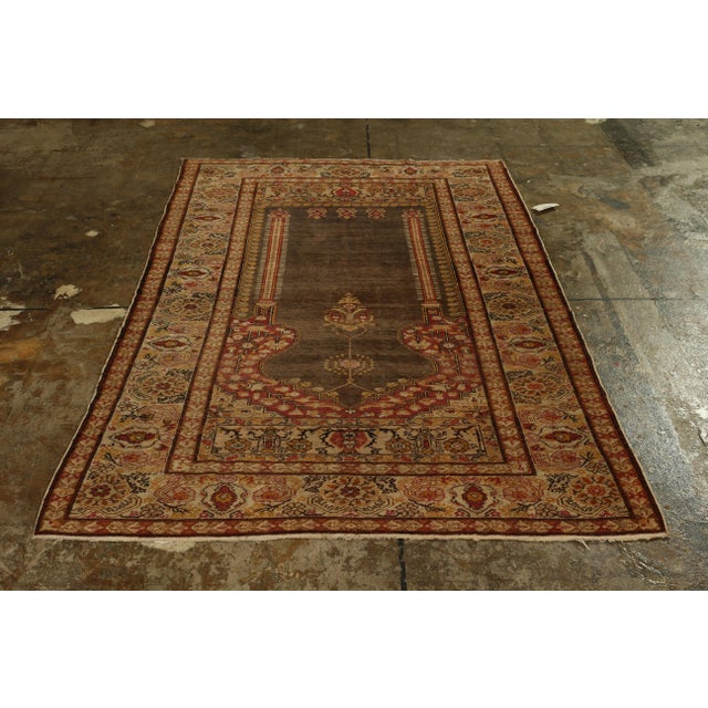 1920s 1920s Antique Kayseri Rug in Red, Gold & Beige Floral Pattern For Sale - Image 5 of 6