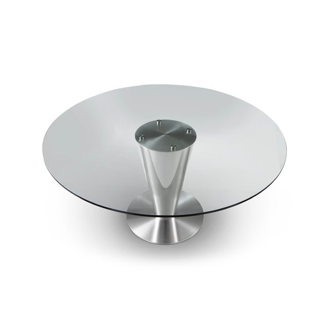 Art Deco Modern Greg Sheres Style Stainless Steel Round Dining Table For Sale - Image 3 of 6