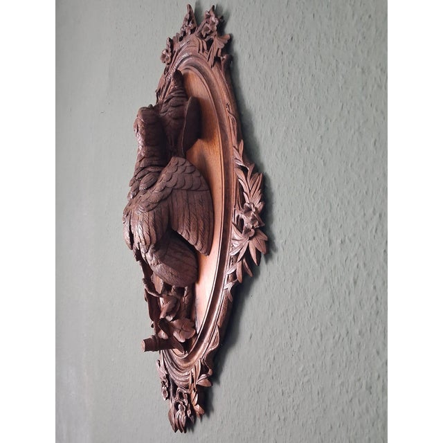 Walnut Black Forest Hunting-Wall with Birds, 1920s For Sale - Image 4 of 9