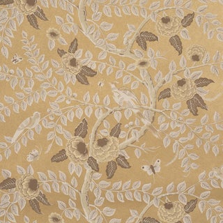 SAMPLE - Schumacher Tole Bird Wallpaper In Gold For Sale