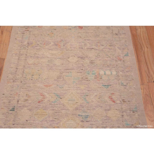 Nazmiyal Collection Tribal Geometric Soft Neutral Pastel Color Modern Runner Rug For Sale In New York - Image 6 of 7