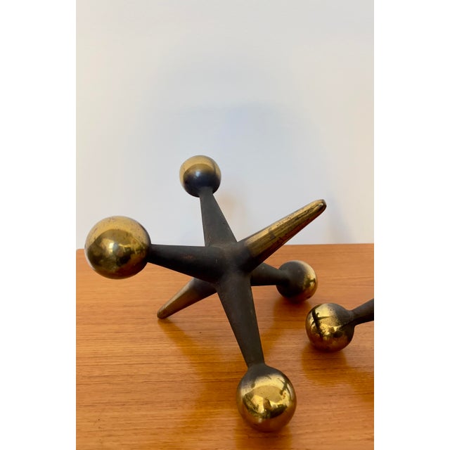Brass 1960s Bill Curry 9" Brass Jacks, Set of 2 For Sale - Image 8 of 8