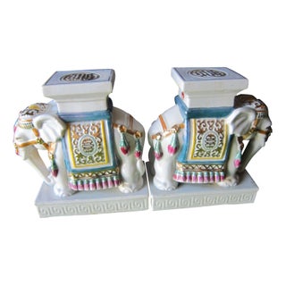 Ceramic Elephant Bookends - A Pair For Sale