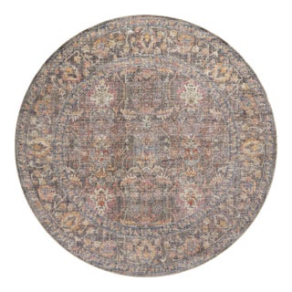 Chris Loves Julia x Loloi Rosemarie Stone / Multi 7'-9" x 7'-9" Round Area Rug For Sale