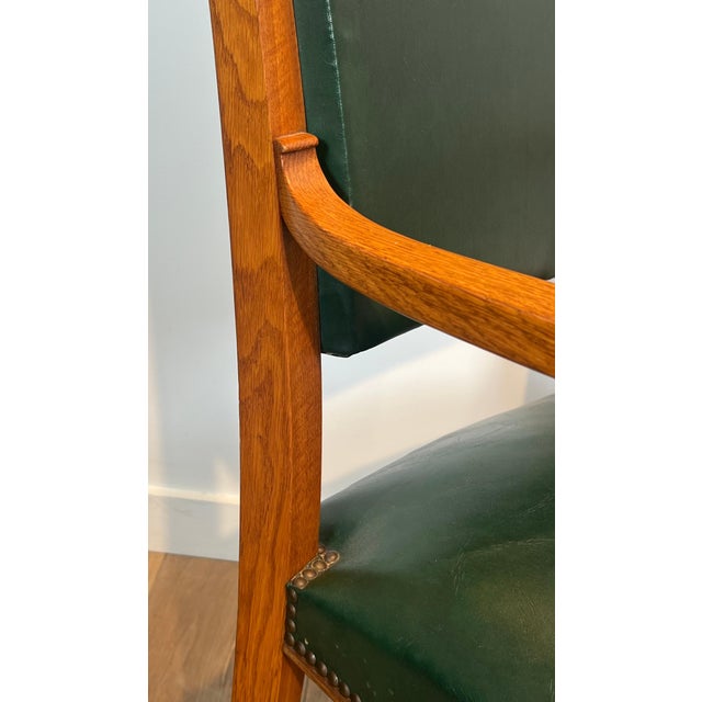 1940s Pair of oak and leather armchairs by De Coene Frères For Sale - Image 9 of 12
