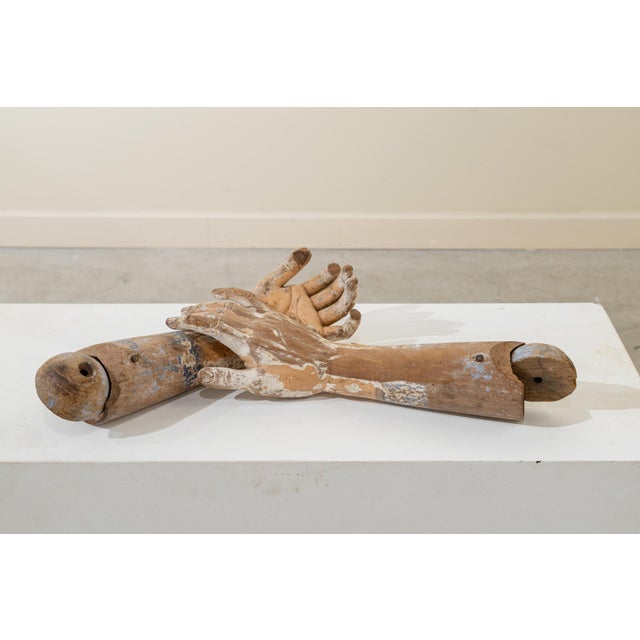 1920s Forearms of a Dressed Saint, Early 20th Century, Pinewood, Set of 2 For Sale - Image 5 of 9