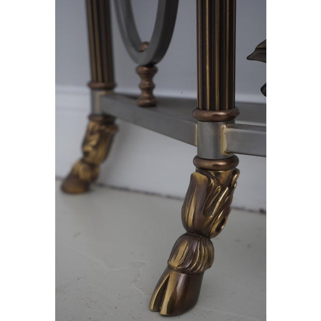 Maitland Smith French Empire Marble Top Steel Base Console Table For Sale - Image 11 of 17